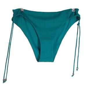NWOT Andie Swim Sample The Waikiki Bikini Bottom Teal Beaded Ties Women's S 1957